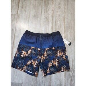 NWT Ocean Current Mens Swim Trunks Navy Blue Black Tropical Mesh Lined Sz L